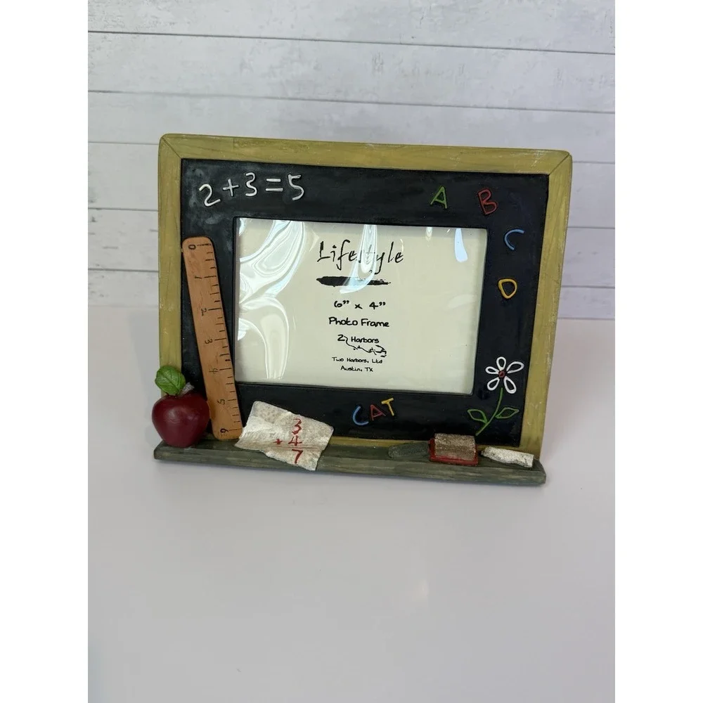 Teacher Classroom Chalkboard Picture Frame 6x4 Apple Ruler School Decor